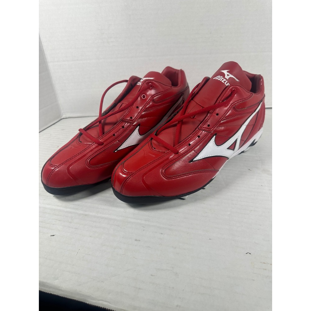 Mizuno 9-Spike Franchise Mid G4 Baseball Cleats Red White Mens 14 320283.1000